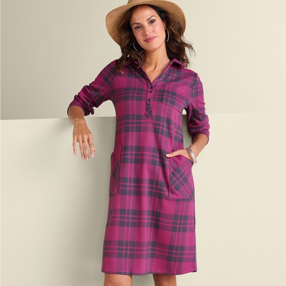 Anthropologie Soft Surroundings Paramount Plaid Dress - Picture 7 of 8